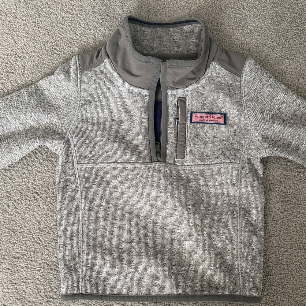 Vineyard Vines Heather Gray Quarter-Zip Fleece